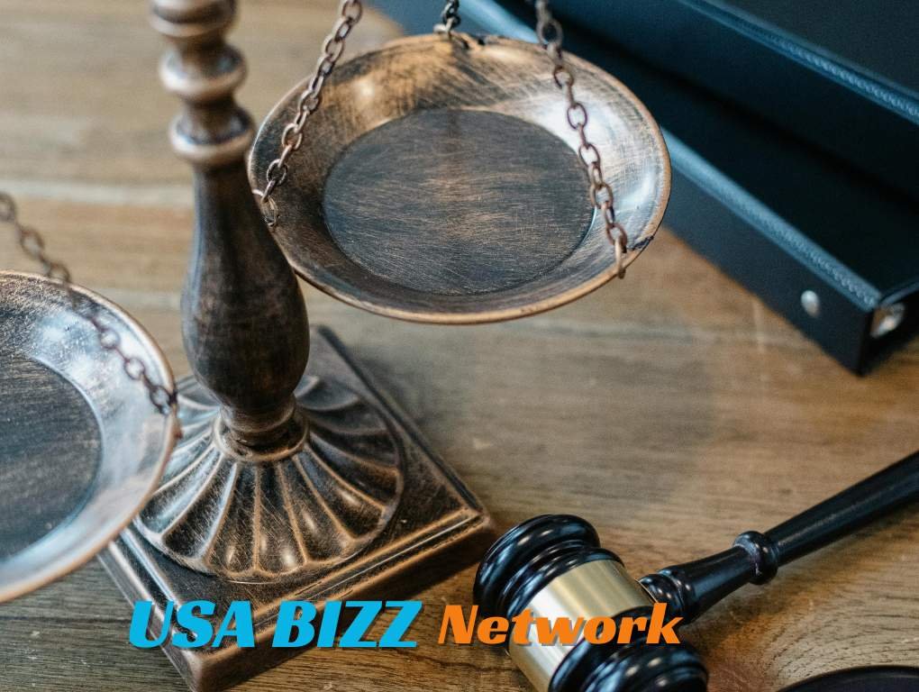 Oklahoma City Mesothelioma Lawyer Vimeo – Legal Justice Support by USA Bizz Network Bronze legal scales and gavel symbolizing justice, with USA Bizz Network branding related to Oklahoma City Mesothelioma Lawyer on Vimeo
