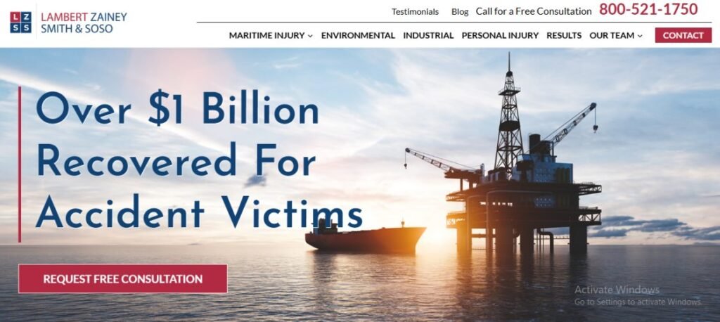 Offshore oil rig at sunset representing Baton Rouge LA mesothelioma law firm success in maritime and industrial injury claims.