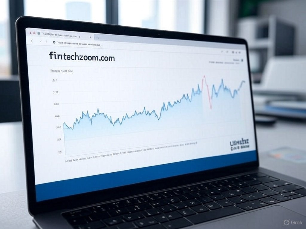 Graph showing fintechzoom.com crypto market cap trends on a laptop screen
