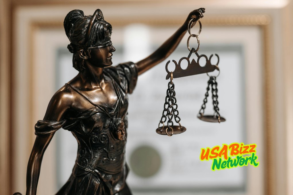Lady Justice statue symbolizing legal fairness and balance with Columbus mesothelioma lawyer Vimeo branding