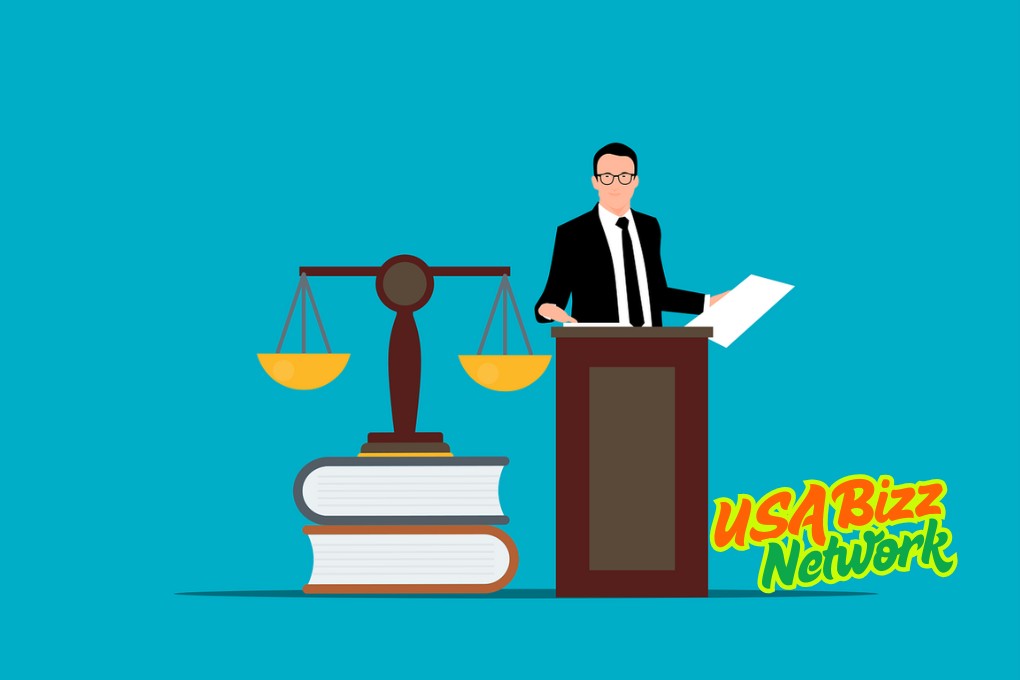 Buffalo Mesothelioma Lawyer Vimeo – Legal Expertise Visualized Illustration of a lawyer at podium with justice scale – buffalo mesothelioma lawyer vimeo