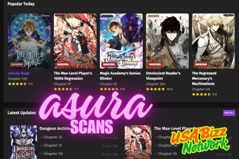 Popular manhwa titles featured on Asura Scans including Infinite Mage, Omniscient Reader’s Viewpoint, and The Max-Level Player’s 100th Regression.