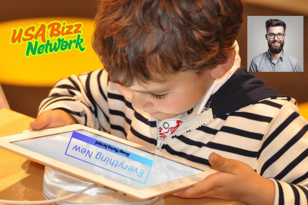 Everythingnew.net – Embracing Creativity and Innovation from a Young Age Everythingnew.net – A child exploring creativity and innovation on a tablet, learning the latest in tech and business.