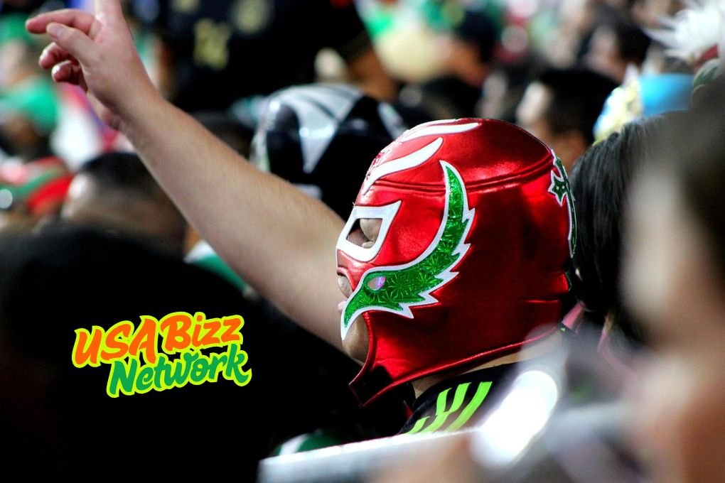 Luchador Fan Cheering – Stream Wrestling Live on watchwrestling.ae Wrestling fan in a red Luchador mask cheering, watching matches on watchwrestling.ae