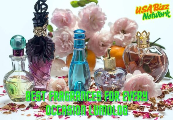 An elegant display of various perfume bottles with floral decorations, showcasing the best fragrances for every occasion Lumolog.