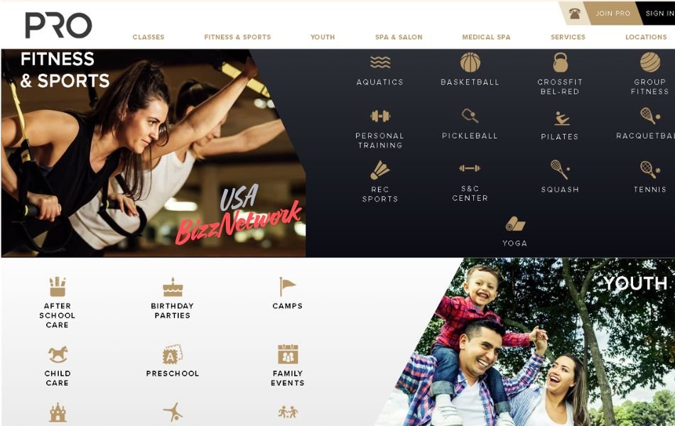 Fitness training and youth programs offered at Pro Club Seattle, including group exercise, personal training, and family care services