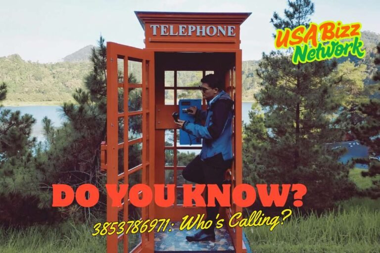 Man using a vintage red telephone booth in nature with text “Do You Know? 3853786971: Who’s Calling?