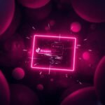 A glowing neon TikTok-style screen displaying the mysterious “arisapes tiktok” profile surrounded by floating digital spheres.